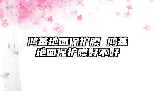 鴻基地面保護膜 鴻基地面保護膜好不好