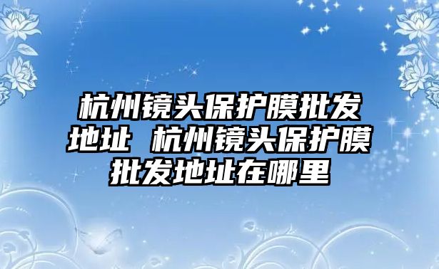 杭州鏡頭保護(hù)膜批發(fā)地址 杭州鏡頭保護(hù)膜批發(fā)地址在哪里