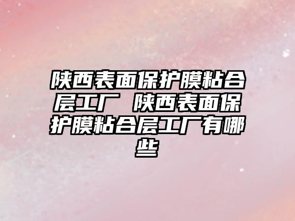 陜西表面保護(hù)膜粘合層工廠 陜西表面保護(hù)膜粘合層工廠有哪些